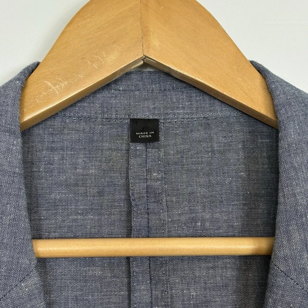 J Crew Ludlow Blazer 44R Blue Somelos Cotton Linen Blend Unstructured